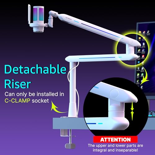 RGB Low Profile Boom Arm for Mic, Adjustable Microphone Arm Stand with Desk Mount Clamp, Rotatable Microphone Boom Arm Mic Stand with Cable Management for Podcast Streaming Gaming Studio. - color: 5 LIZARD RGB
