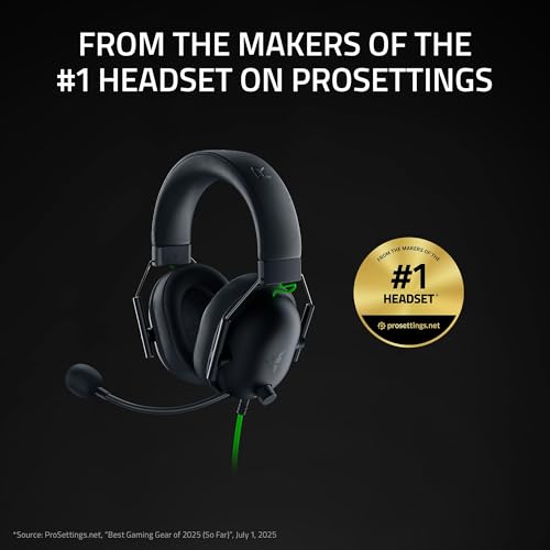Razer BlackShark V2 X Gaming Headset: 7.1 Surround Sound - 50mm Drivers - Memory Foam Cushion - For PC, PS4, PS5, Switch - 3.5mm Audio Jack - Black | 7.1 Surround Sound, 50mm Drivers, Cardioid Mic, Lightweight, Memory Foam, Noise Isolating Earcups, for PC
