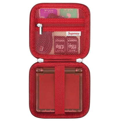 Supmay Hard Carrying Case for Anbernic RG Rotate/ RG34XXSP/ RG35XXSP Retro Handheld Game Console/ Game Boy Advance SP, Retro Game Travel Storage Holder with Mesh Bag for Battery, USB Cable, Red - color: Red