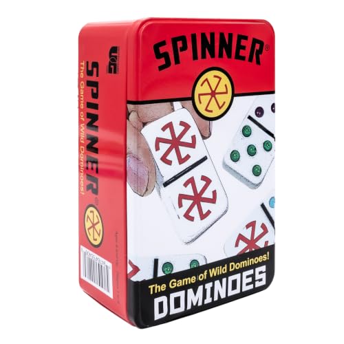 Front Porch Classics Spinner Dominoes Travel Tin Family Game Set, Ages 8+