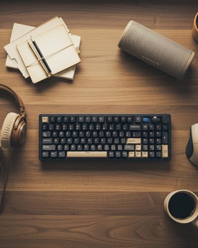 RK ROYAL KLUDGE M100 Wireless Mechanical Keyboard with Screen & Knob, Black | Bluetooth/2.4G/USB RGB Gaming Keyboard with Number Pad, Gasket Mount PC Game Keyboards, Full Size Hot Swappable Cream Switch - color: Black