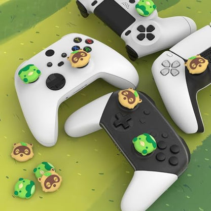 PlayVital Cute Thumb Grip Caps for Nintendo Switch 2 Pro, Switch Pro Controller, Silicone Joystick Caps Cover for ps5, Edge, ps4, Xbox Series X/S, Xbox One, Elite Series 2 Controller - Tanuki & Kappa - color: Tanuki & Kappa