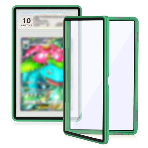 Magnetic Graded Card Case, Premium Aluminum Alloy Protector with 9-Point Lock, Personalized Slab Bumper for 35PT PSA/CSG, Drop-Tested & UV Resistant, Ideal for Display & Long-Term Storage (Green) - color: Green, style: PSA Card Case