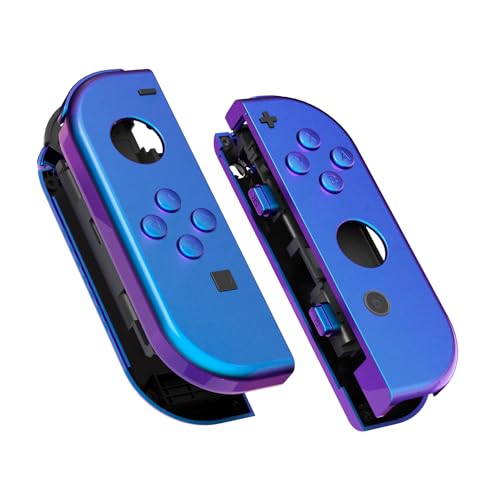 eXtremeRate DIY Replacement Shell Buttons for Nintendo Switch & Switch OLED, Chameleon Purple BlueCustom Housing Case with Full Set Button for Joycon Handheld Controller - Console Shell NOT Included - color: Chameleon Purple Blue