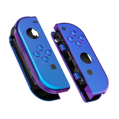 eXtremeRate DIY Replacement Shell Buttons for Nintendo Switch & Switch OLED, Chameleon Purple BlueCustom Housing Case with Full Set Button for Joycon Handheld Controller - Console Shell NOT Included - color: Chameleon Purple Blue
