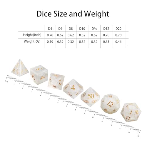 LUCKY-M Gemstone Dice DND Dice Dungeons and Dragons Dice Set RPG Dice Sets D&D Accessories Gift (C-White) - color: C-white