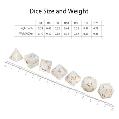 LUCKY-M Gemstone Dice DND Dice Dungeons and Dragons Dice Set RPG Dice Sets D&D Accessories Gift (C-White) - color: C-white