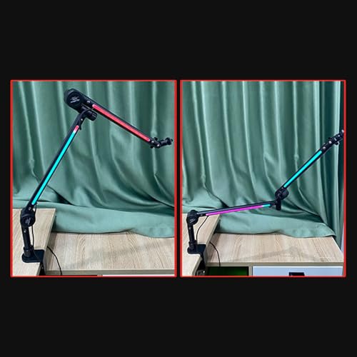 Yunseity Microphone Arm Stand Boom Arm Desk Mic Stand with RGB Light 22 Color Modes for Gaming Streaming Podcast