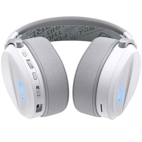 ASUS ROG Pelta Wireless Gaming Headset with Detachable Mic – Tri-Mode (BT, 2.4GHz, USB-C) 50mm Titanium-Plated Drivers, 70Hr Battery, Ergonomic, Lightweight, for PC, PS5, PS4, Switch, Mobile - White - color: WHITE