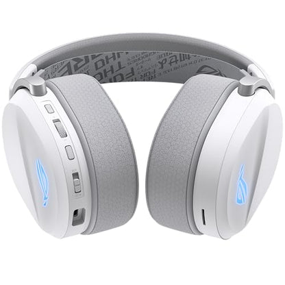 ASUS ROG Pelta Wireless Gaming Headset with Detachable Mic – Tri-Mode (BT, 2.4GHz, USB-C) 50mm Titanium-Plated Drivers, 70Hr Battery, Ergonomic, Lightweight, for PC, PS5, PS4, Switch, Mobile - White - color: WHITE