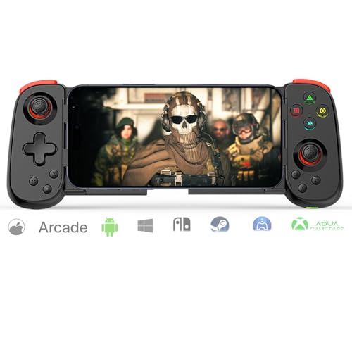 arVin Mobile Game Controller for iPhone 16/15/14/iPad/Galaxy S24/23/22/Android Phone/Tablet, Wireless Gamepad for Xbox Cloud Gaming/PS Remote Play/Call of Duty Warzone Mobile/Genshin/Roblox/Diablo - color: Black, size: Simple Version(D6DP)