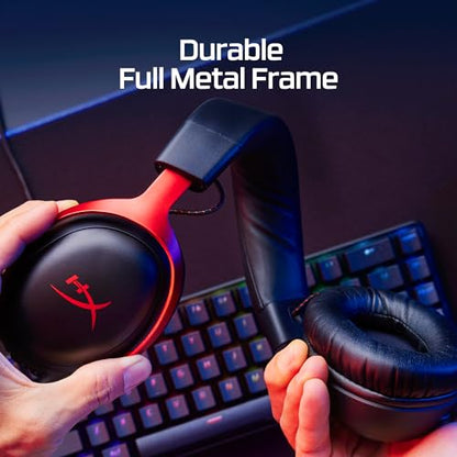 HyperX Cloud III 3.5mm Wired Gaming Headsets with Mic Noise Cancelling DTS Headphone:X Memory Foam 53mm Drivers Aluminum Frame for PC PS4 PS5 Xbox Nintendo Mac Mobile Gaming Headphones (Renewed)