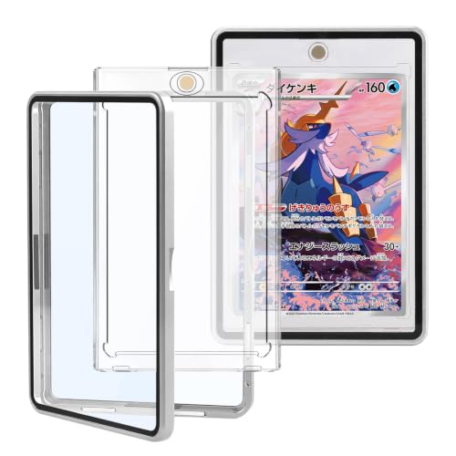 Card Case, 8-Point Magnetic Lock, Premium Aluminum Alloy Protector with 35pt One Touch Card Holder, Personalized Card Sleves Fits Trading Cards, Sports Cards, Game Cards, Collectible Cards (Silver) - color: Silver, style: Card Case