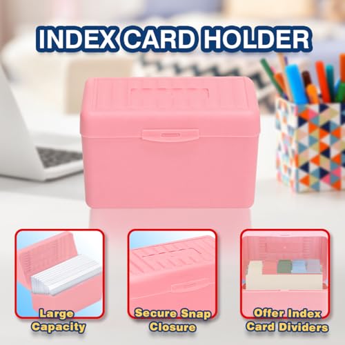 H4D Index Card Holder 3x5 Inches with 25 Plastic Dividers, Light Pink - color: Light Pink, size: 3x5 inch