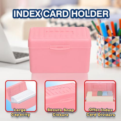 H4D Index Card Holder 3x5 Inches with 25 Plastic Dividers, Light Pink - color: Light Pink, size: 3x5 inch
