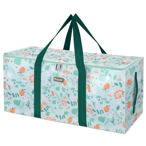 BALEINE Extra Large Storage Tote with Zippers & Carrying Handles, Heavy-Duty Oxford Fabric Moving Bags for Laundry, Space Saving, Storage, Spring Stroll - color: Spring Stroll, size: 1-Pack
