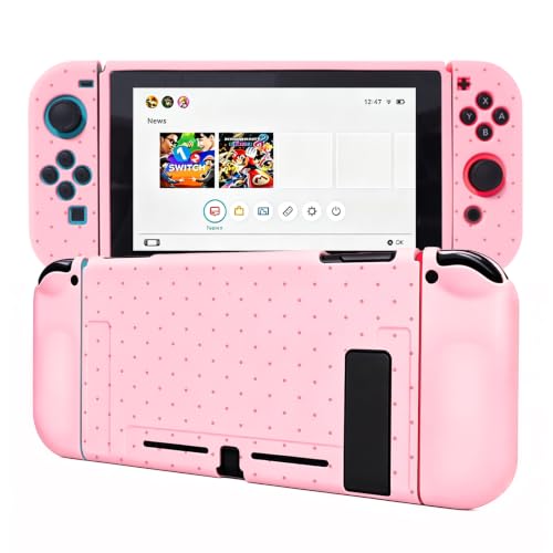 Protective Case for Nintendo Switch, Silicone Switch Case Ergonomic Grips Cover Soft Protective Cover Shock-Absorption & Anti-Scratch Slim Shell Travel Accessories Gifts Dot, Pink - color: Pink-Coral Pink Dot, size: For Switch 6.2 Inch