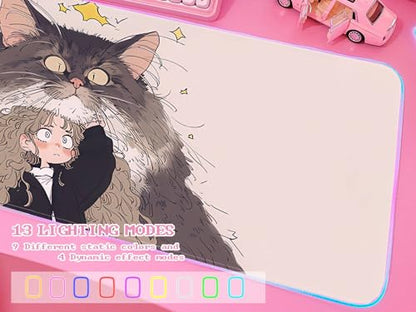 JMIYAV Pink RGB Gaming Mouse Pad 31.5x12 Inch PC XL Large Extended Glowing Led Light Up Desk Pad Non-Slip Rubber Base Computer Cute Mousepad Mat Desk Accessories Gaming Setup Fuzzy Shelter - color: Fuzzy Shelter