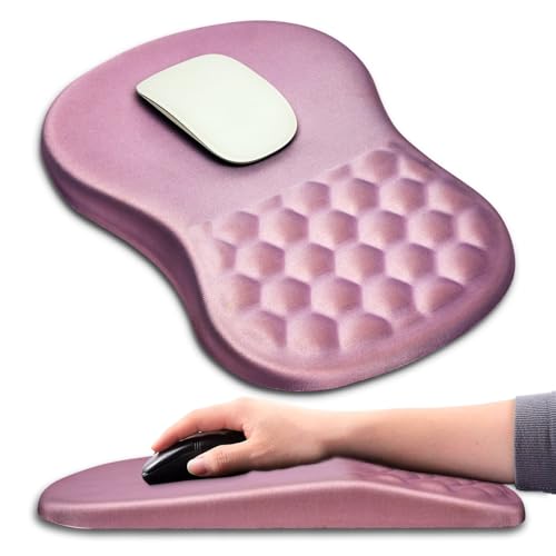 Mouse Pad Wrist Support, Ergonomic Mouse Pad with Massage Dot, Comfortable Computer Mouse Pad for Laptop, Wrist Rest Pain Relief Mousepad with Non-Slip PU Base for Office & Home, 12 x 8 in - color: 018-Pink
