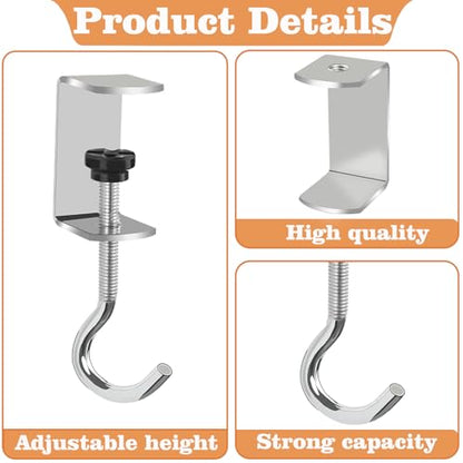 6 Pcs Adjustable Table Hooks for Hanging Bags, Heavy Duty Metal Backpack Hooks for Desk