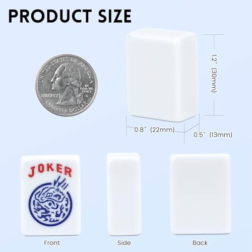 Suncle American Mahjong Tiles,166 Tiles White Pink Acrylic Carving Tiles,Mahjong Game Set with Portable Travel Case,Excluding Mahjong Racks
