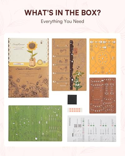 3D Flower Wooden Puzzles for Adults-Sunflower, DIY Wooden Flowers Model Kit Building Set Crafts Birthday Gifts,Artificial Botanical Collection Creative Gift Ideas/Housewarming Decor(86PCS) - style: TW - Sunflower