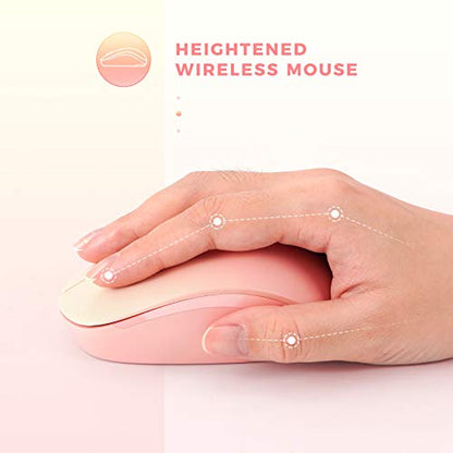 seenda Wireless Mouse, 2.4G Noiseless Mouse with USB Receiver Portable Computer Mice for PC, Tablet, Laptop, Notebook with Windows System - Gradient Pink - color: Gradient Pink