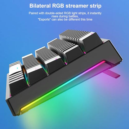 Waterproof Gaming Keyboard USB Wired Mechanical Keyboard | 60 Percent Keyboard for Computer Portable Light Up Keyboards RGB Backlit Keyboards Gaming Accessories Cool Stuff (61 Keys)