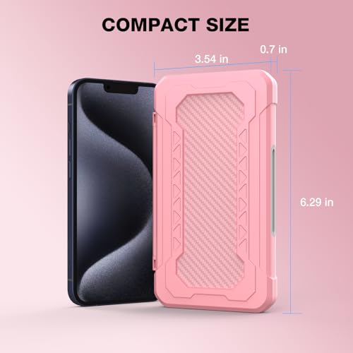 HEIYING Switch Game Case with 48 Precise Slots for Nintendo Switch 2 / OLED | Portable Game Card Holder, Hard ABS Shell with Soft Silicone Lining, Precise Card Slots,Magnetic Closure for Easy Access - color: Carbon Fibre Pink