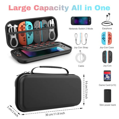 Custom Carrying Case for Nintendo Switch 2 (2025) with Photo Logo Name, Personalized Portable Hard Shell Pouch with Switch 2 Clear Cover, Screen Protector, Storage Bag for Console & Accessories, Black - size: Nintendo Switch 2