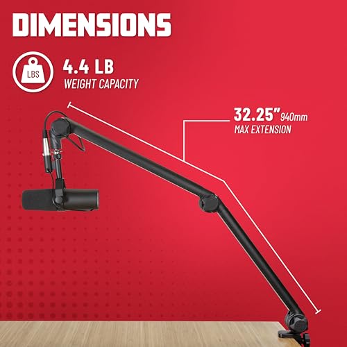 Gator Frameworks Deluxe Microphone Boom Arm Stand (GFWMICBCBM3000) | Fully Adjustable with a Quiet 360-degree Arm and Integrated XLR Easily Mounts to Most Desk Surfaces - style: 3000 Series