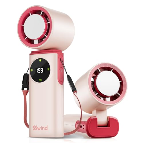 6000mAh Portable Handheld Fan with Ice Cooling, 199 Levels Stepless Speed, 20H Long Battery Life, 20000RPM Turbo Fan Rechargeable Personal Mini Fan for Travel, Outdoor, Makeup (Pink) - color: Pink