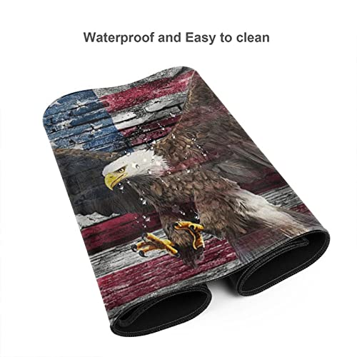 Patriotic Desk Mat,American Flag Gaming Mouse Pad,XXL Extended Mouse Pad Mat for Office,Computer,Keyboard with Non-Slip Base Stitched Eges Mousepad 35''×15.7''×0.12'' - color: American Flag Eagle Spreads Wings