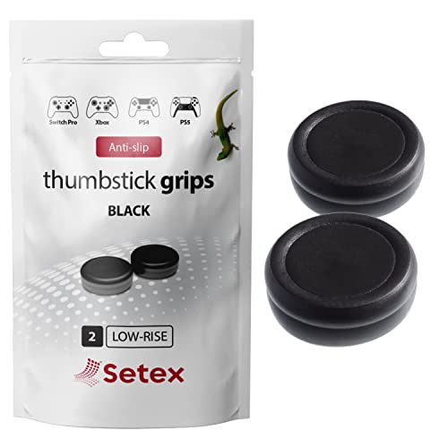Setex Gecko Grip Thumbstick Grip Covers, PS5, Xbox, Switch, 1 Pair, Black | Microstructured Analog Stick Anti Slip Thumb Grips, Playstation 5, Switch 2, Xbox Controller, Performance Grip Covers Only - color: Black, size: 1 Pair