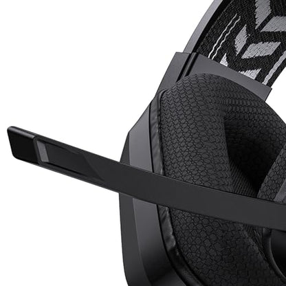 Keenso Wired Gaming Headset, ABS PC Gaming Headset with 50mm Drivers, Memory Foam Ear Cushions, Adjustable Headband, Rotatable Mic for PC Laptop Console Mobile Users (Black)