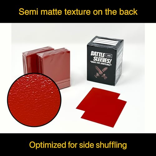 Battle Sleeves! Semi Matte for Standard Sized Trading Cards | Super Easy to Shuffle! | 200 Count | Red - color: Red