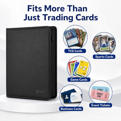 Card Binder 9 Pocket, 900-Card Collecting Binder for Collectors & Players, PU Side-Loading Collectible Trading Card Albums, Acid-Free Archival, MTG Card Holder Binder TCG & Sports Cards - color: 9-Black