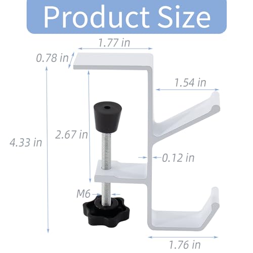 Desk Mount Bag Holder Hook Clamp-On Backpack Hanger Portable Desk Mount Headphones Holder Reduce Desk Clutter for Table Desk, Under Counter (White) - color: White