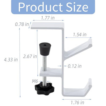 Desk Mount Bag Holder Hook Clamp-On Backpack Hanger Portable Desk Mount Headphones Holder Reduce Desk Clutter for Table Desk, Under Counter (White) - color: White