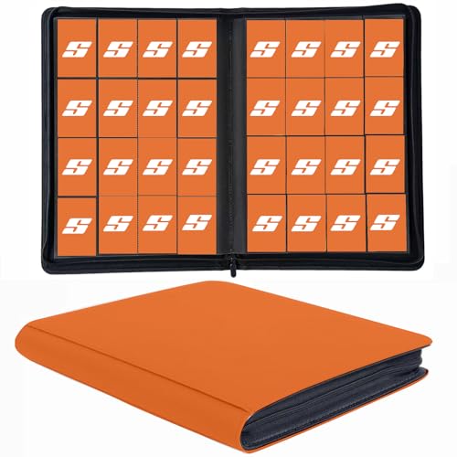 1000+ Pockets Trading Card Binder, 16 Pocket Ringless Side Loading Card Holder Album, Trading Card Album Fit for YuGiOh, MTG, TCG, Game Cards, Sports Cards, Business Cards (Orange) - color: Orange