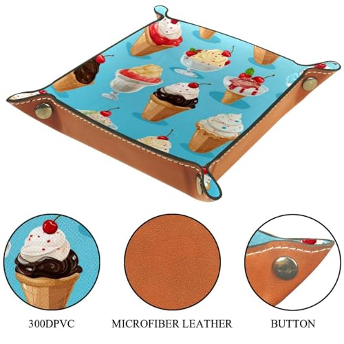 Ice Cream Pattern Dice Tray PU Leather Dice Rolling Tray Folding Dice Holder for Dice Games, Like RPG, DND and Other Table Games - color: Multi 1