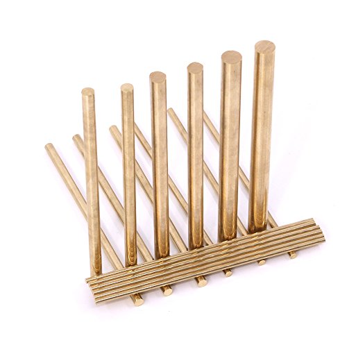 Swpeet 18Pcs Assorted Brass Solid Round Rod Lathe Bar Stock Kit, Diameter 2mm-8mm Length 100mm, Perfect for Various Shaft, Miniature Axle, Model Plane, Model Ship, Model Cars