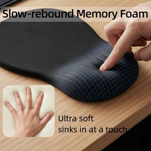 Ergonomic Mouse Pad with Wrist Rest, Memory Foam Wrist Support Mousepad with Non-Slip PU Base, Pain Relief Mouse Pads for Office Gaming & Home (Pink) - color: Pink