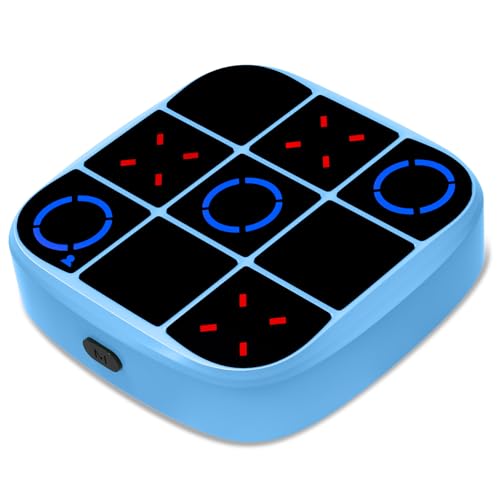 Tic-Tac-Toe Bolt Game, 4-in-1 Handheld Puzzle Games Console, Electronic Tic-Tac-Toe Game for Educational and Memory Growth, Portable Travel Games for Car Ride, Board Games for Kids and Adults (Blue) - color: Blue, size: Classic