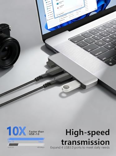 Left USB Hub, Cable-Free USB Splitter,Portable USB Hub for Laptop | One-hand Operation & Device Protection,Plug and Play,cordless integrated design,5Gbps High Speed Transfer - style: Left USB 3.0 Hub