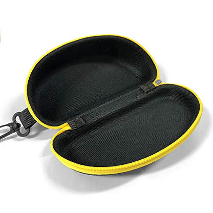3 Pack Zipper Shell Eyeglasses and Sunglasses Case with Plastic Carabiner Hook - color: Yellow
