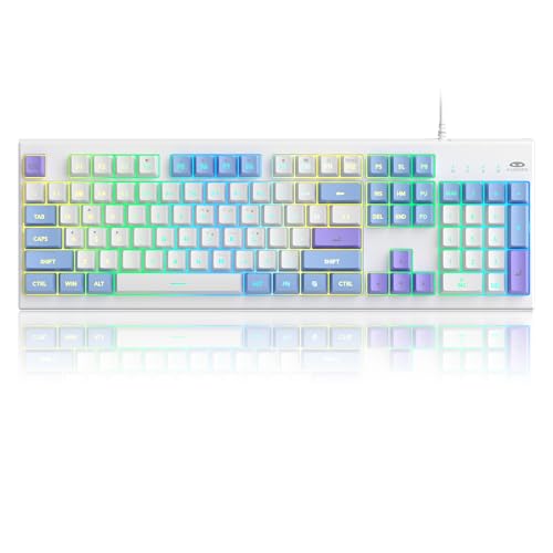 MageGee Creamy Keyboards,K2 Classic Keyboard Wired RGB Backlit 104 Keys Waterproof Ergonomic Keyboard,PC Keyboards for PC/loptop/MAC - Lris Violet - color: Lris Violet