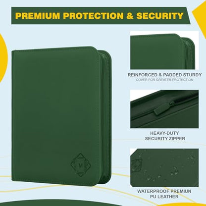 Toploader Binder,4-Pocket Side Load Trading Card Album, Holds 128 Cards | Top Loader Binder with Double-Sided Pockets for MTG, Sports Cards, Top Loader Storage（4 Dark Green） - color: 4Dark Green6