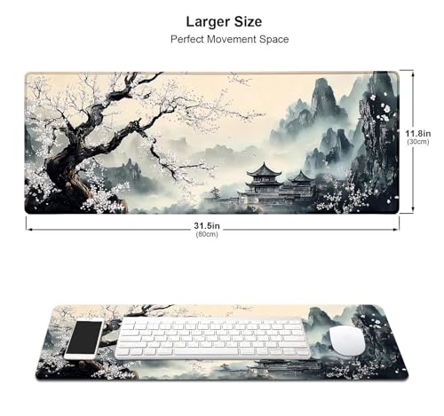 Large Mouse Pad, Desk Mat Computer Keyboard Pad Non-Slip Rubber Base Waterproof with Stitched Edges for Laptop Gaming, Office & Home 31.5 x 11.8 Inch (XL-02) - color: Xl-02