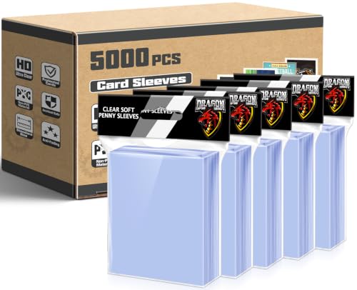 5000 Count Penny Card Sleeves for Trading Cards, Soft Card Sleeves Clear Plastic Card Protectors for MTG TCG Baseball Football Sports Game Photocards Compatible with Top Loaders - size: 5000P